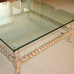 Spiral Wood Coffee Table With Glass Top