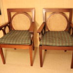 Pair Of Mahogany Chairs With Cane And Pegging Woodwork