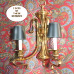 Pair Of Art Nouveau Brass Wall Sconces With 2 Lights