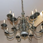 Early American 12 Arm Pewter Chandelier