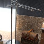 Chrome And Brass Finish Towel Stand With Decorative Basket
