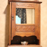 Antique Carved Wood Medicine Cabinet Wall Shelf With Mirror
