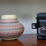 Vintage Kodak Kodex No.1 Camera And Signed Navajo Style Pottery By Dennis Charlie