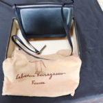 Vintage Salvatore Ferragamo Navy Handbag 1985 With Original Box, Pouch And Receipt Made In Italy
