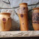 Hand Carved Natural Pine Wood Vases From Montana