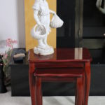 Set Of Stacking Tables With High Gloss Finish And 22" Tall Resin Statue