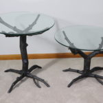 Set Of Metal Natural Looking Tree Branch Glass Side Table