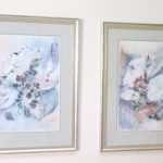 Pair Of Signed Floral Prints In Silver Frames