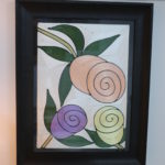Embroidered Fabric Tulip Art With Bright Colors In Frame