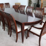 Large Dining Room Table With Carved Fluted Apron And 12 Chairs