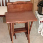Set Of 4 Folding Wood Snack Tables With Stand