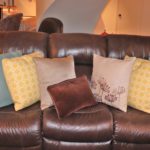 Decorative Pillows on Leather Sofa