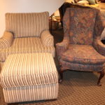 Two Armchairs with Matching Ottoman