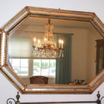 Large Octagonal Mirror With Gold Leaf And Mirrored Frame