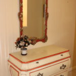 QUALITY KARGES 3 DRAWER FRENCH PROVINCIAL CHEST WITH ACCOMPANYING ORNATE MIRROR