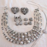 Women's Jewelry Lot Includes Beaded Necklace With Rhinestones, Earrings And Shoe Clips