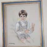 Signed David Immerman 1970 Painting In Blue And Gold Frame