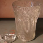 10" Bohemian Style Crystal Vase And Heart Dish