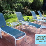 Set Of 4 Outdoor Adjustable Lounge Chairs With 2 Side Tables And Umbrella