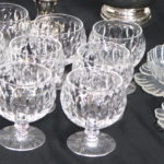 Lot Of 12 Cognac Glasses By Hawkes Crystal With Sunflower Sorbet Dishes With Sterling Bowl