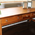 Large Pine Wood Console Table With Decorative Picture Frames