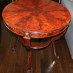30" Round Side Table By Schmeig Kotzian With Claw Feet And Brass Detail