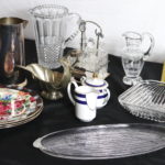 Large Lot Of Decorative Items Includes Ralph Lauren Floral Plates, Crystal Pitcher, Oil & Vinegar Set