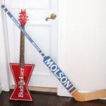 Budweiser Guitar And Molson Goalie Hockey Stick Great For Man Cave