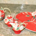 Beautiful Set Of Floral Franz Porcelain 1999 Teapot, Sugar, Creamer And Tray