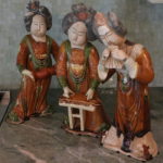 Set Of 3 Large Asian Ceramic Pieces 15" Tall
