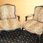 Pair Of Custom Black And Leopard Print Arm Chairs