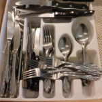 Lot Of Assorted Flatware Service For 8 By Mikasa With Stainless Steel Steak Knives