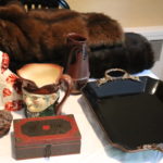 Decorative Items Includes Vintage Brass Box With Cinnabar Enamel, Staffordshire Dog & More