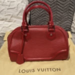 Like New! Louis Vuitton Montaigne Bowling Bag In PM Red Epi Leather Handbag, Pre-Owned