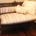 Beautiful Carved Antique Bench With Custom Upholstery Measures 50" W X 23" D X 30" Tall