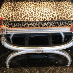 Leopard Print Vanity Bench With Decorative Tassels