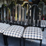 Set Of 6 Checkered Pattern Dining Room Chairs