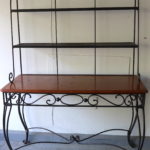 Wrought Iron And Wood Bakers Rack