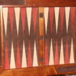 Vintage Backgammon Board With Pieces Can Be Hung On Wall For Display And Easy Storage