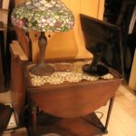 Side Table, Lamp and Monitor