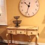 Peter Andrew's Country Style Console Table With Large Decorative Wall Clock & Basket