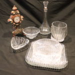 Lot Of Assorted Crystal Items Includes Decanter, Ice Bucket, Serving Dishes And Clock
