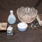 Decorative Lot Includes Quality Cut Crystal Bowls, Wedgewood Box, Blown Glass Bottle & More