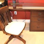 Pottery Barn Desk With Chair And Protective Glass Top