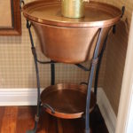 Large Hammered Frontgate Copper Beverage Stand/ Ice Bucket With Tray