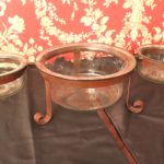 Quality Hand Blown Glass Serving Dishes In Forged Metal Tray