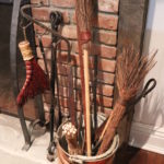 Iron Fireplace Tools With Copper Bucket And Decorative Items