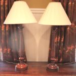 Pair Of Decorative Spiral Lamps With Shades