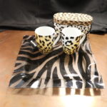 Decorative Animal Print Plate With Coffee Mugs