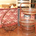 3 Tier Serving Tray With Glass Inserts, Fruit Bowl And Wood Tray With Matching Frame